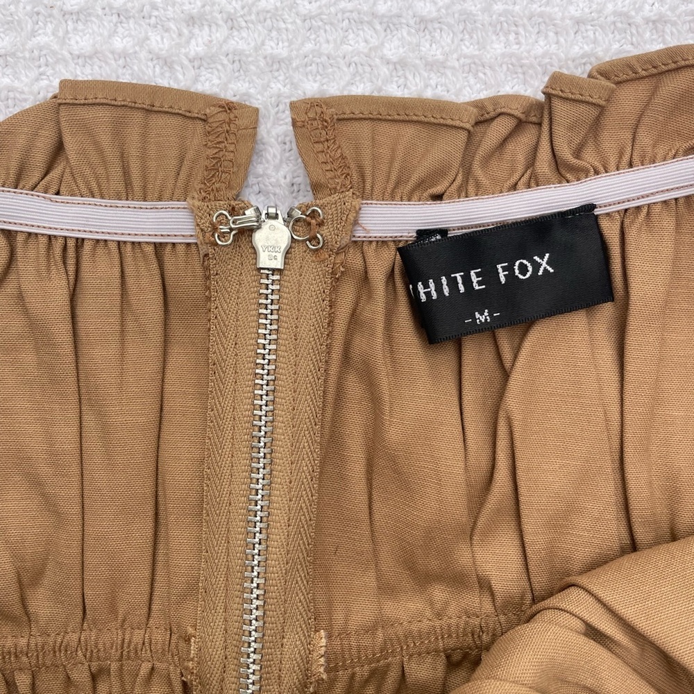 White Fox Brown Long Sleeve Tunic Crop Top Fall Winter Date Night Size M - Picture 3 of 6